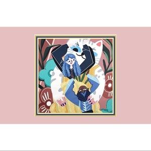 🆕Colorful Dancing people with cat square scarf